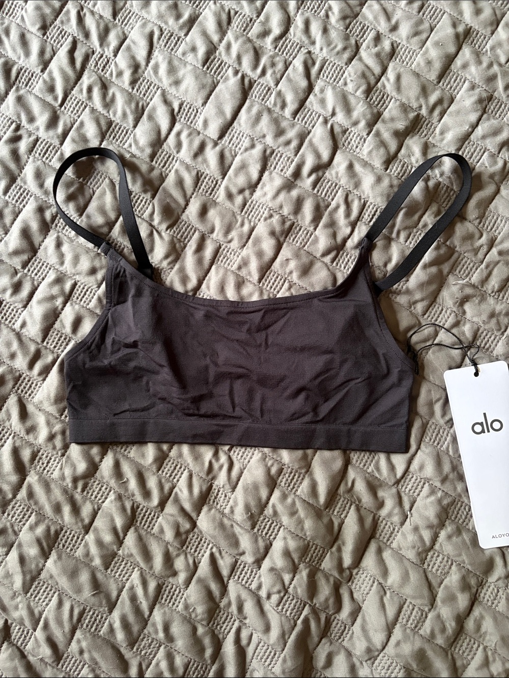ALO Yoga Black Seamless Bralette with Adjustable Straps